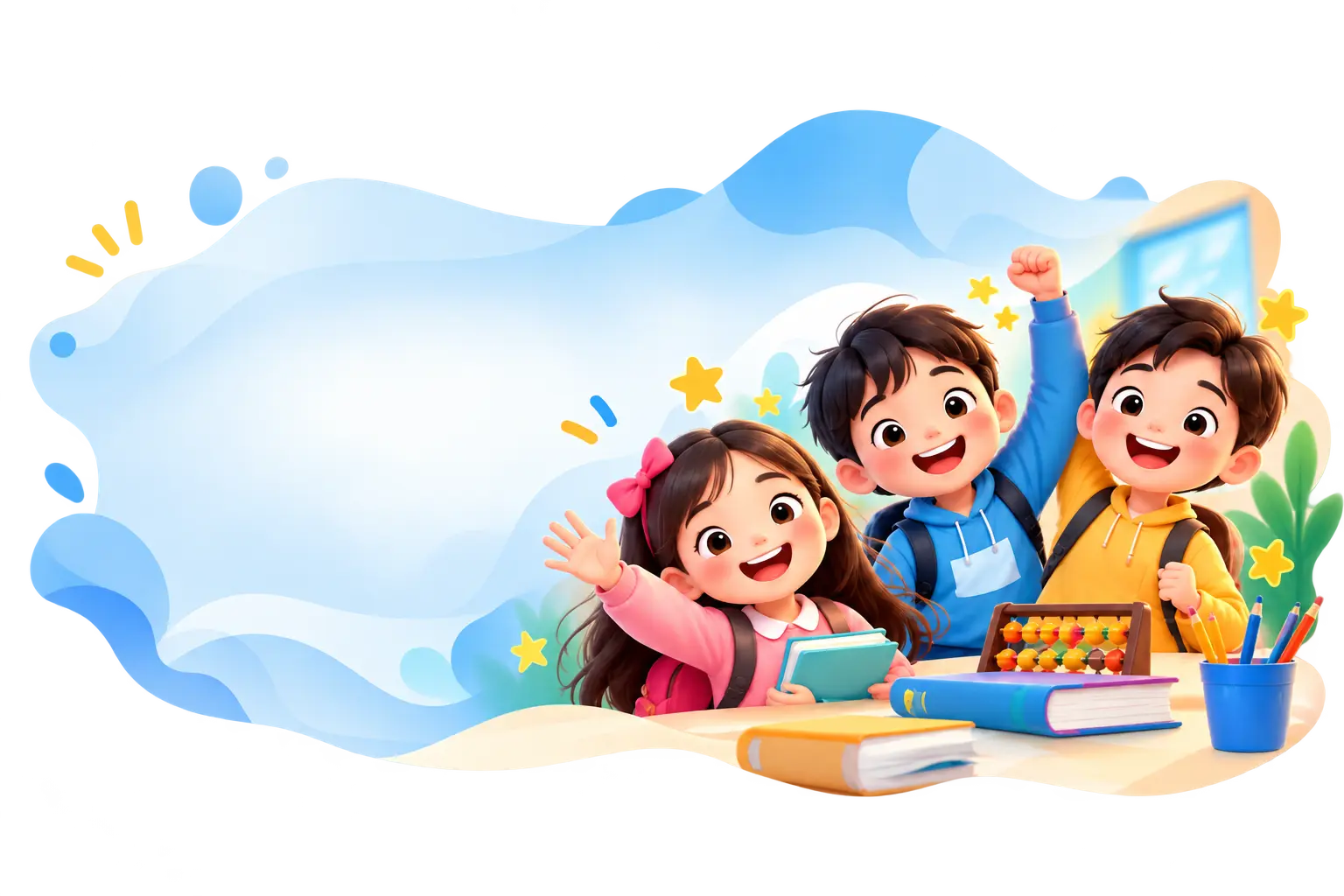 Anak-anak ceria sedang belajar